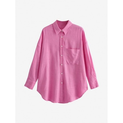 Drop Shoulder Button Up Pocket Shirt