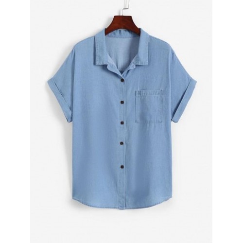 Chambray Pocket Batwing Sleeve Shirt