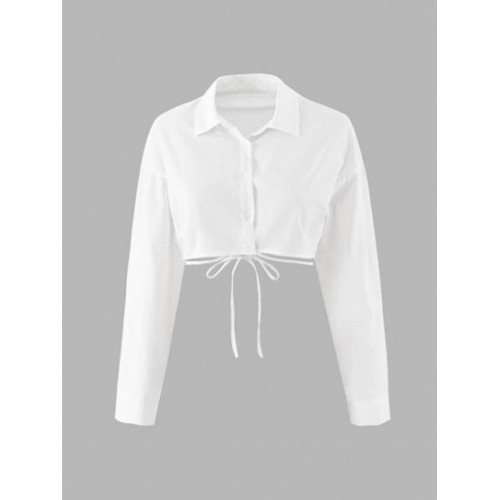 Drop Shoulder Midriff Flossing Crop Shirt