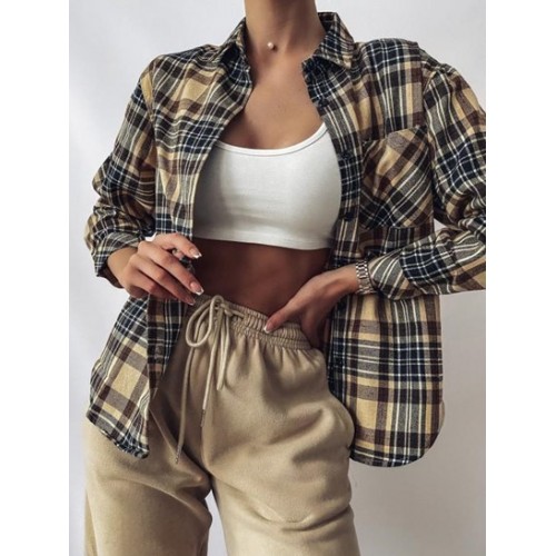 Plaid Pocket Button Up Shirt