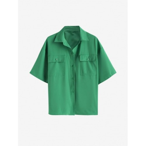 Drop Shoulder Pocket Loose Shirt