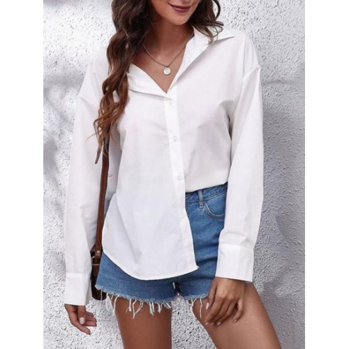Drop Shoulder Open Back Tie Shirt