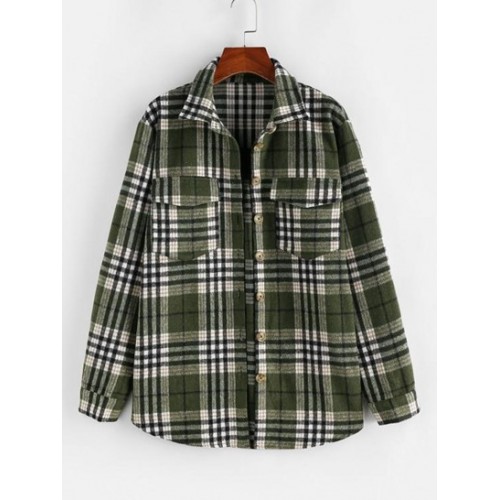 Plaid Cargo Pockets Boyfriend Shirt