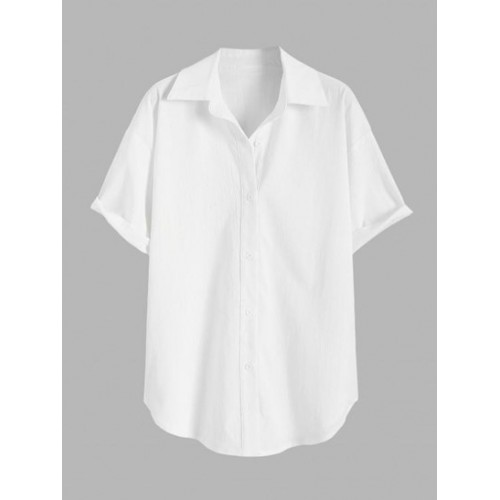 Solid Oversized Button Down Shirt