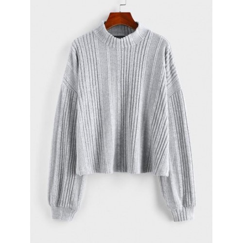 Ribbed Drop Shoulder Knit Slouchy T-shirt