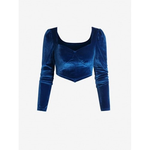Velour Scarf Hem Crop T Shirt