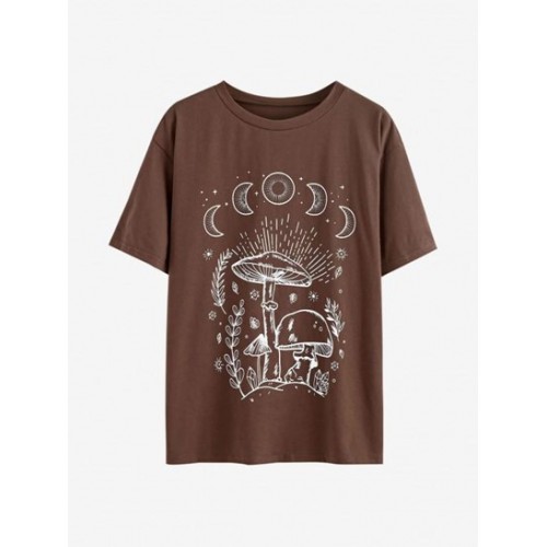 Mushroom Plant Moon Graphic Tee