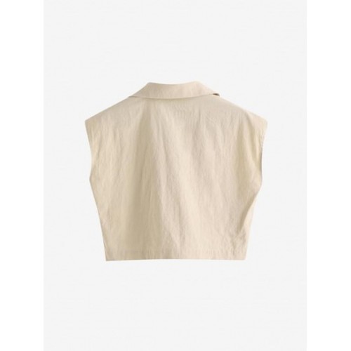 Pocket Sleeveless Crop Shirt