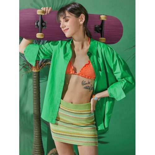 Pocket Drop Shoulder Plain Shirt