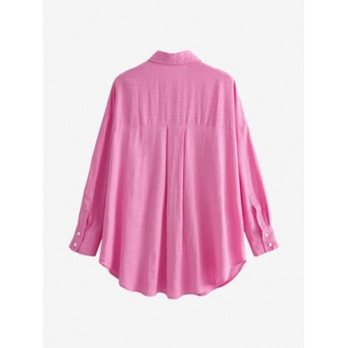 Drop Shoulder Button Up Pocket Shirt