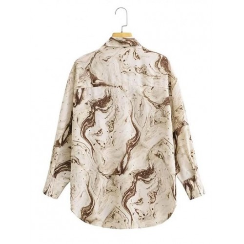 Marble Print Drop Shoulder High Low Shirt Marble Print Drop Shoulder High Low Shirt