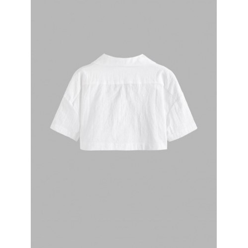 Metal Hardware Collared Cropped Top