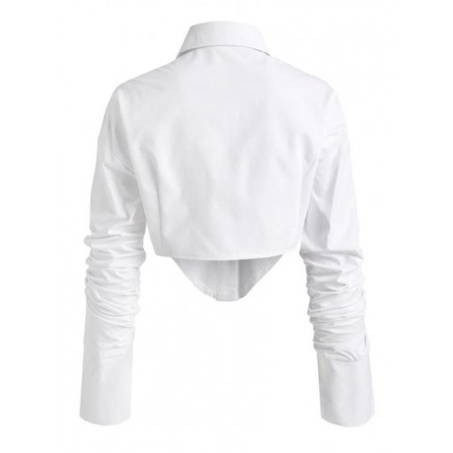 Ruched Sleeve Corset-style Solid Shirt
