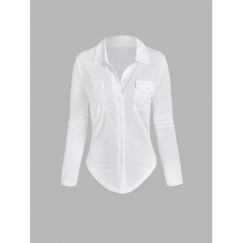 Semi Sheer Pocket Tied Shirt Semi Sheer Pocket Tied Shirt