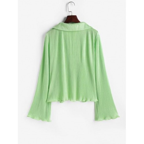 Plisse Bell Sleeve Shirt
