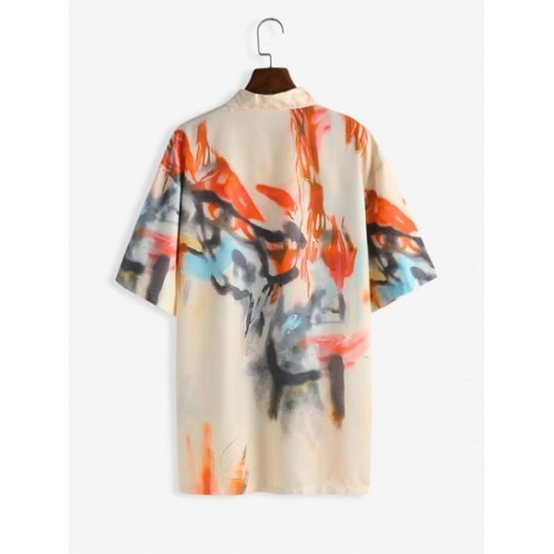 Graphic Print Button Up Casual Oversized Shirt Graphic Print Button Up Casual Oversized Shirt