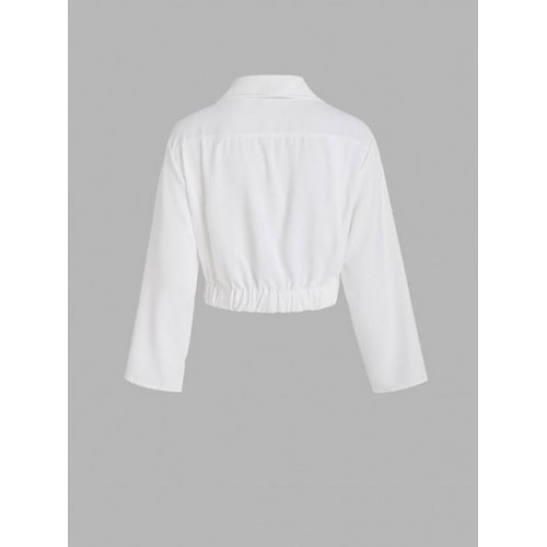 Slit Sleeve Ruched Collared Top Slit Sleeve Ruched Collared Top