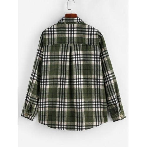 Plaid Cargo Pockets Boyfriend Shirt