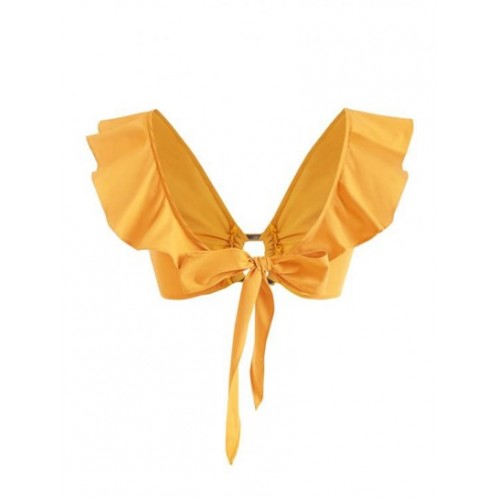 Ruffle Ring Knotted Crop Blouse