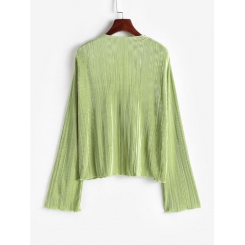 Plisse Pleated Tie Front Top Plisse Pleated Tie Front Top