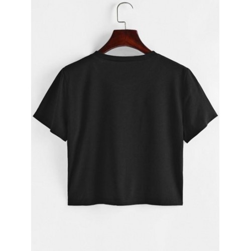 Letter Graphic Crop T Shirt
