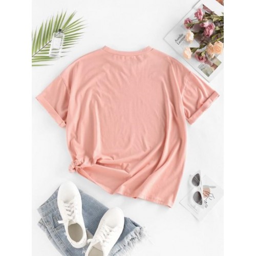 Moon Butterfly Print Drop Shoulder Oversized T Shirt