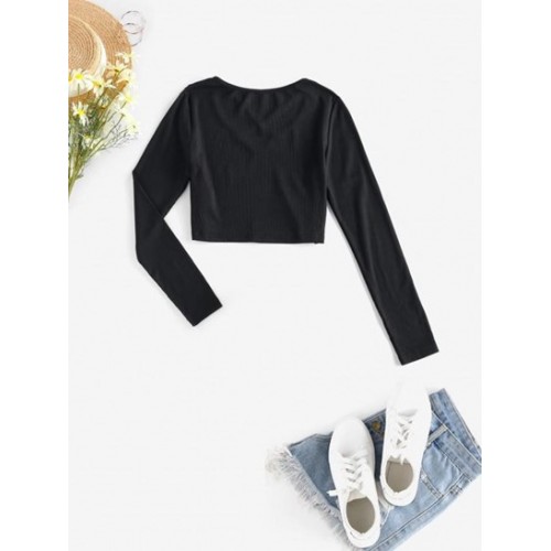 Ribbed Criss Cross Slim Crop Tee Ribbed Criss Cross Slim Crop Tee