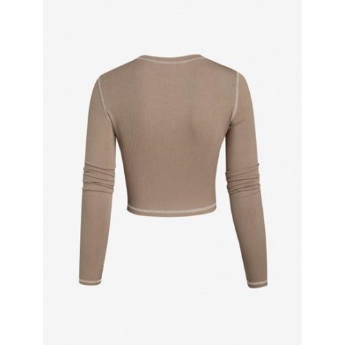 Topstitching Angle Baby Print Ribbed Crop T Shirt Topstitching Angle Baby Print Ribbed Crop T Shirt