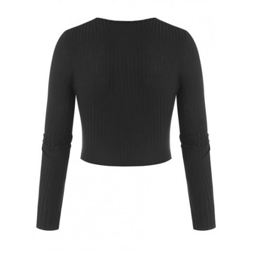 Ribbed Knit Surplice Slim Crop Tee Ribbed Knit Surplice Slim Crop Tee