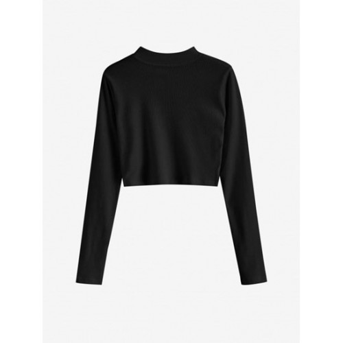 Crew Neck Sun Embroidered Crop Top