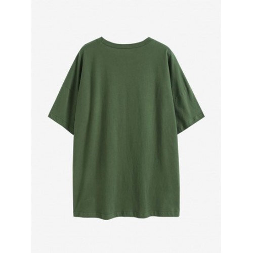 Mushroom Print Drop Shoulder T Shirt