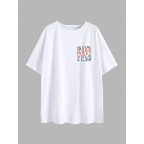 Oversized TRAVEL MORE WORRY LESS Graphic T-shirt