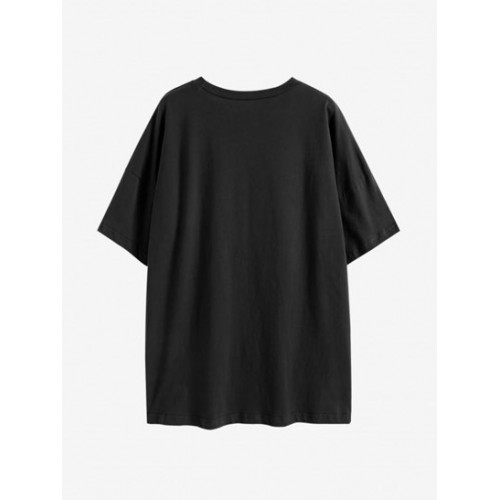 Drop Shoulder Oriental Dragon Print T Shirt