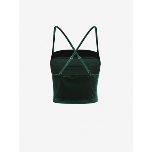Criss Cross Velvet Ruched Cami Top