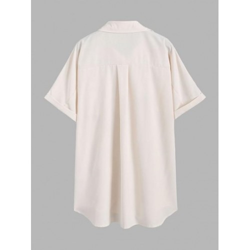 Cuffed Sleeve Front Pocket Button Down Shirt
