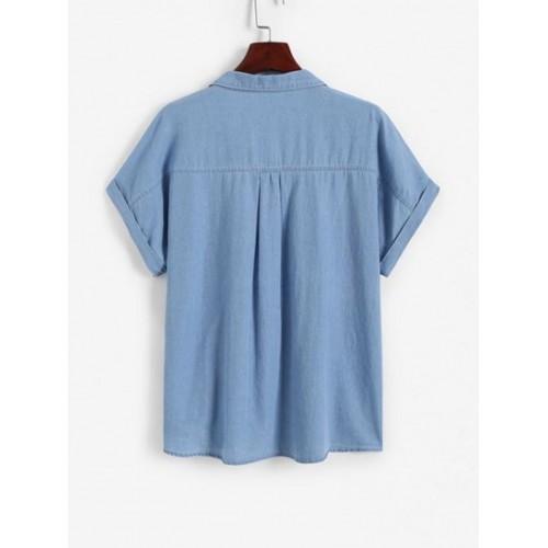 Chambray Pocket Batwing Sleeve Shirt