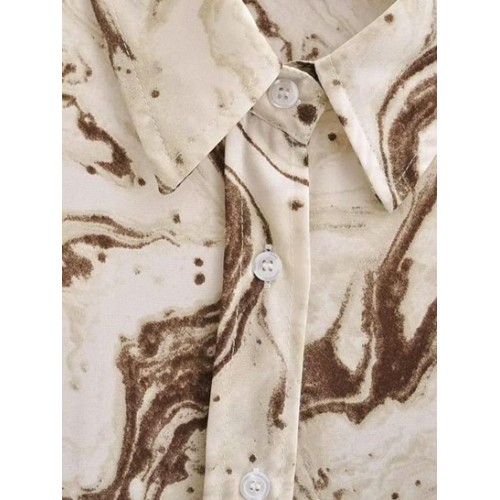 Marble Print Drop Shoulder High Low Shirt Marble Print Drop Shoulder High Low Shirt