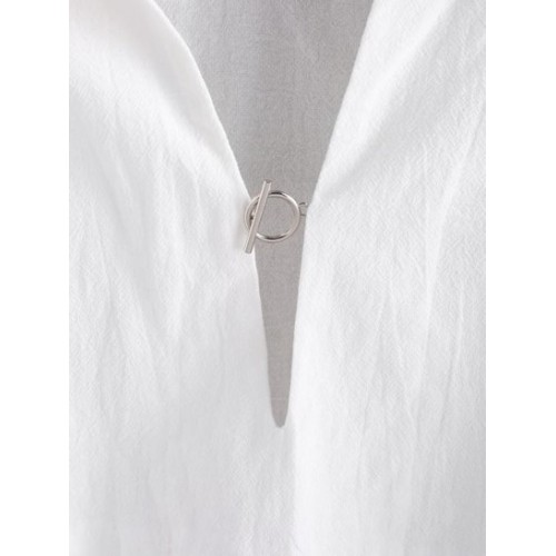 Metal Hardware Collared Cropped Top