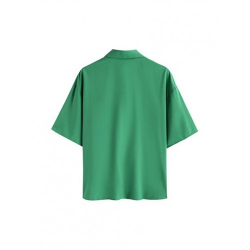 Drop Shoulder Pocket Loose Shirt