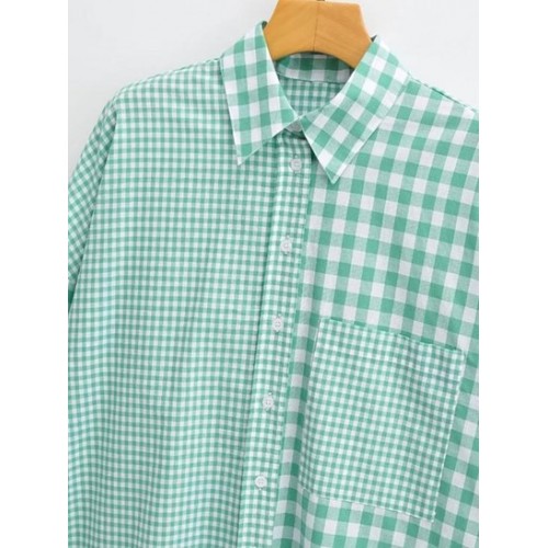 Gingham Drop Shoulder Pocket Shirt
