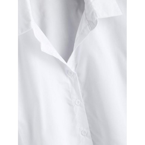 Solid Color Button Cropped Blouse Solid Color Button Cropped Blouse