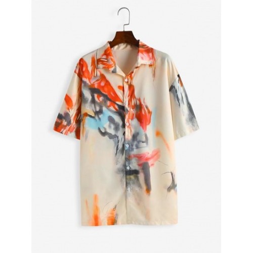 Graphic Print Button Up Casual Oversized Shirt Graphic Print Button Up Casual Oversized Shirt