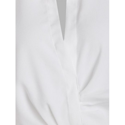 Slit Sleeve Ruched Collared Top Slit Sleeve Ruched Collared Top