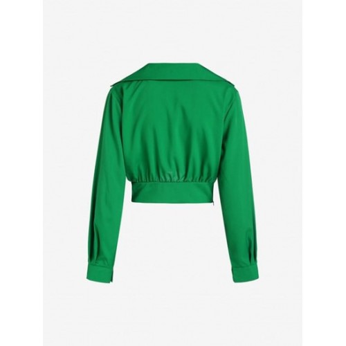 Knotted Lapel Crop Shirt Knotted Lapel Crop Shirt