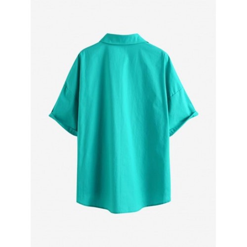 Drop Shoulder Button Up Shirt