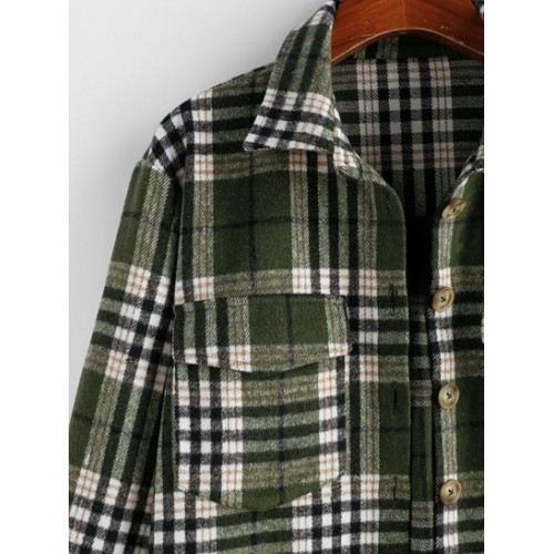 Plaid Cargo Pockets Boyfriend Shirt