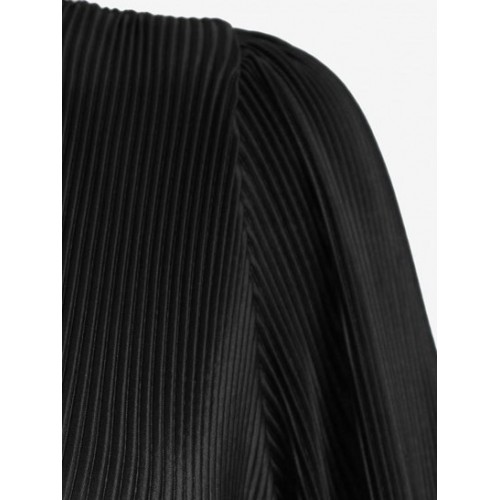 Long Sleeve Plisse Cropped Wrap Blouse Long Sleeve Plisse Cropped Wrap Blouse