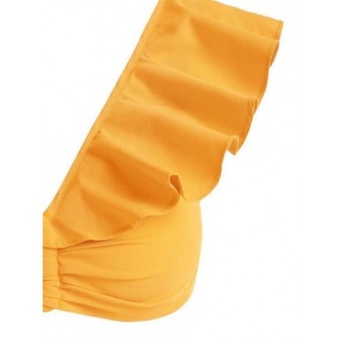 Ruffle Ring Knotted Crop Blouse