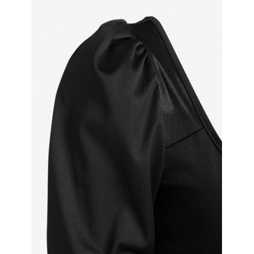 Puff Sleeve U Neck Corset Top