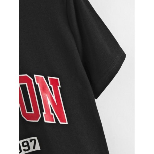 Letter Graphic Crop T Shirt